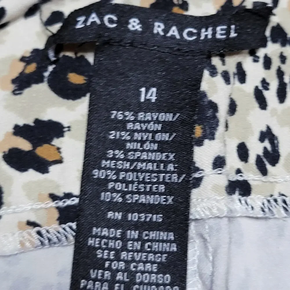 Zac & Rachel Cheetah Print Pull-On Capris - Size 14